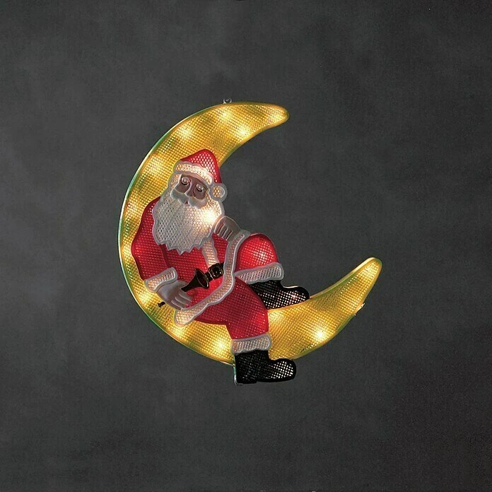 Konstsmide Fensterbild Weihnachtsmann im Mond LED 20x warmweiß