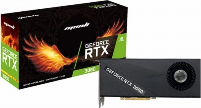 Manli GeForce RTX 3060 Blower LHR, 12GB GDDR6, HDMI, 3x DP