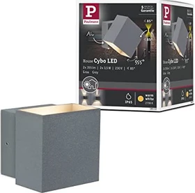 Paulmann LED Cybo eckig 100x100mm Wandleuchte 2-flammig grau