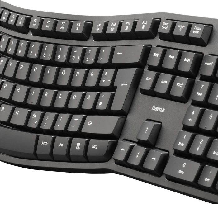 Hama EKC-400 Ergonomische Tastatur mit Handballenauflage, schwarz, USB, DE