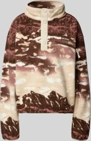 Columbia Helvetia II Cropped Sherpa Half Snap Fleece Print Pullover tobacco sisters/dark stone (Damen)