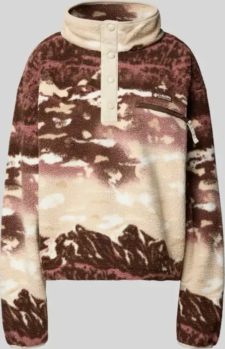 Columbia Helvetia II Cropped Sherpa Half Snap Fleece Print Pullover tobacco sisters/dark stone (Damen)