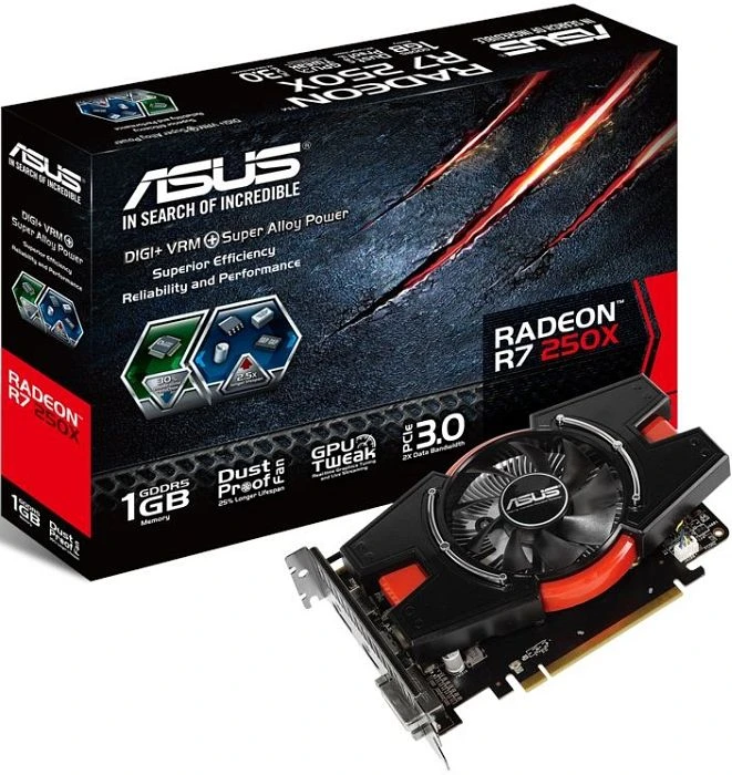 ASUS Radeon R7 250X, Radeon R7 250X, 1GB GDDR5, DVI, HDMI, DP