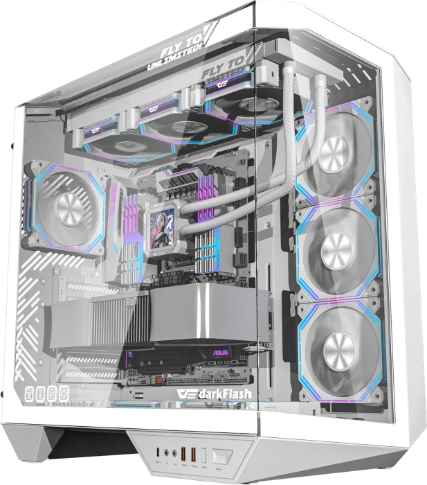 DarkFlash DY470 Ice White, inkl. Lüfter, Glasfenster