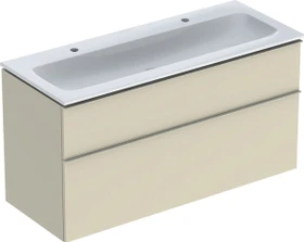 Geberit iCon Set Möbelwaschtisch/Unterschrank 120cm weiß, Korpus: sand-grau/lackiert hochglanz, Griff: sand-grau/pulverbeschichtet matt