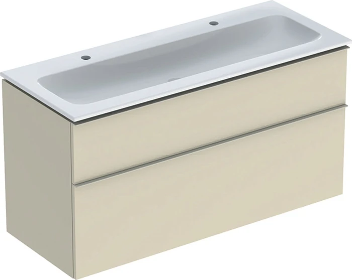 Geberit iCon Set Möbelwaschtisch/Unterschrank 120cm weiß, Korpus: sand-grau/lackiert hochglanz, Griff: sand-grau/pulverbeschichtet matt