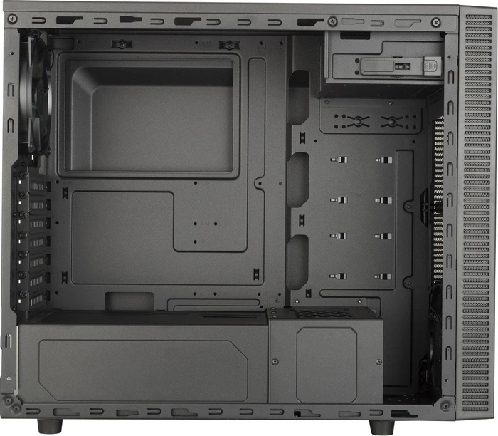 Cooler Master MasterBox E500L Window, schwarz/rot, Lüfter LED rot, Acrylfenster