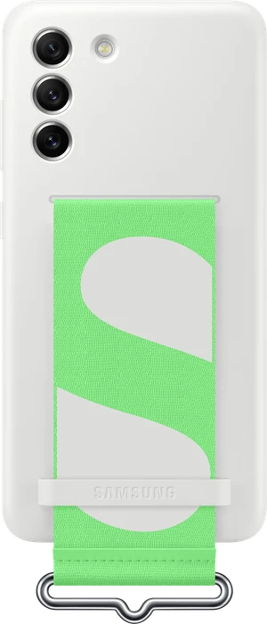 Samsung Silicone Cover with Strap für Galaxy S21 FE weiß