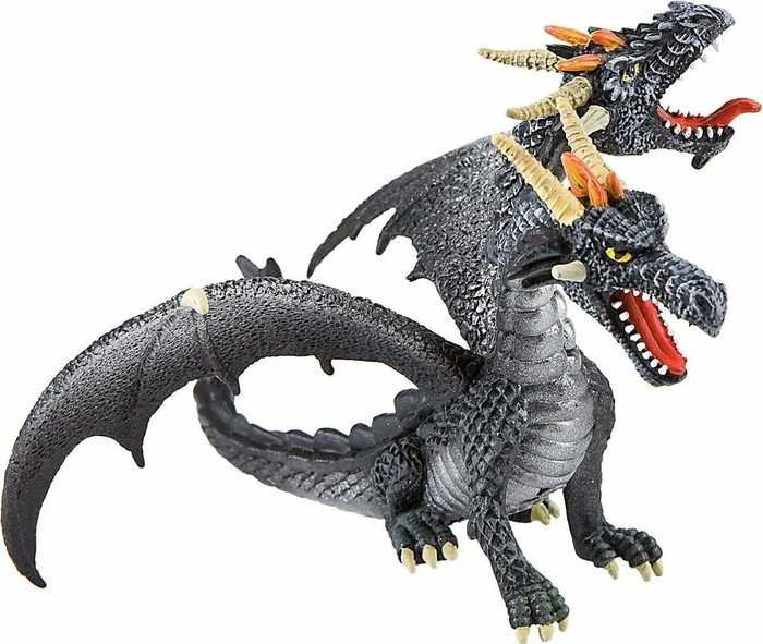 Bullyland Figurine World - Fantasy - Drache mit 2 Koepfen schwarz
