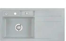 systemceram Bela 100 Einbau Becken links mit Ablauffernbedienung titan