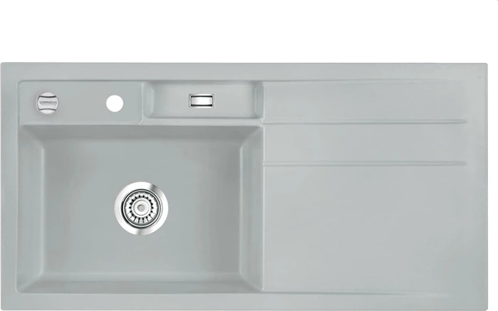 systemceram Bela 100 Einbau Becken links mit Ablauffernbedienung titan