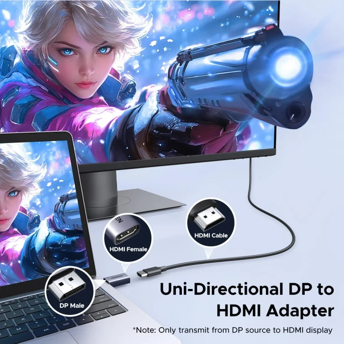 Ugreen Displayport auf HDMI Adapter, grau, 2er-Pack