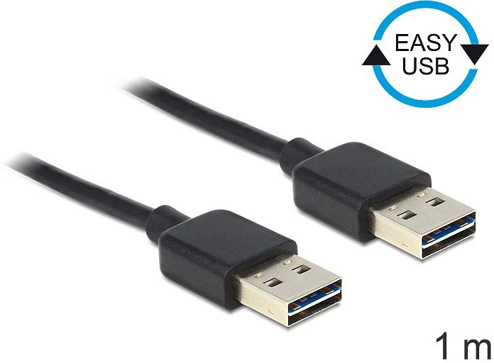 DeLOCK EASY-USB 2.0 Kabel, USB-A [Stecker] auf USB-A [Stecker], 1m