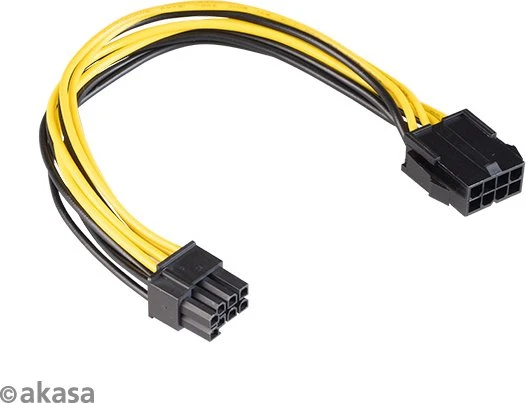 Akasa 8-Pin ATX Buchse auf 6/8-Pin PCIe Stecker Adapterkabel, 200mm, gelb schwarz