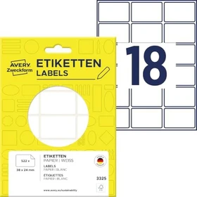 Avery-Zweckform Mini-Organisationsetiketten Sonderformat, 38x24mm, weiß, 29 Blatt (522 Etiketten)