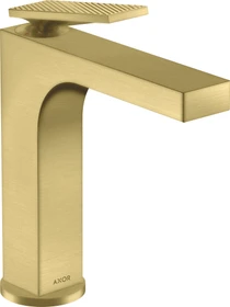 Hansgrohe Axor Citterio 160 Waschbeckenarmatur mit Hebelgriff Ablauffernbedienung und Rautenschliff brushed brass