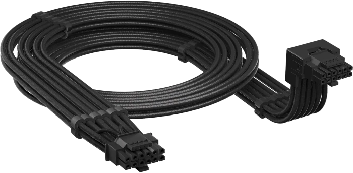 Corsair PSU Cable - 12+4-Pin 12V-2x6 Cable, schwarz, 90° gewinkelt, 65cm, Stil B - Sense-Pins oben