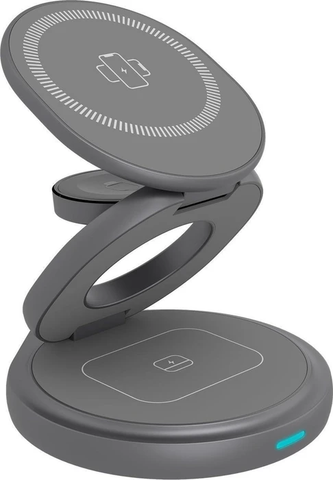 RaidSonic Icy Box IB-SH101-CH 3-in-1 Kabelloses Ladegerät grau