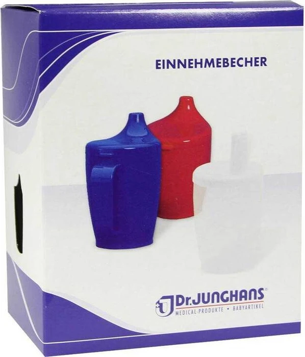 Dr. Junghans Medical Einnehmebecher mit 2 Griffen und Deckel 12mm milchig, 250ml