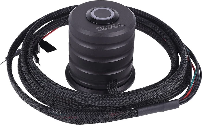 Alphacool Powerbutton, Taster schwarz, LED rot, Ein-/Ausschalter für PC, schwarz/rot