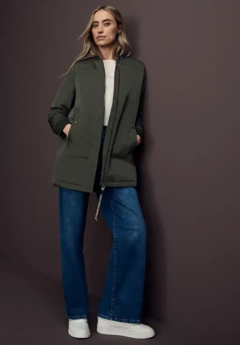 Street One Langer Blouson mit Kapuze Jacke cypress green (Damen)