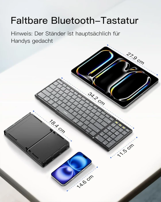 Inateck KB602 Nomad faltbare Tastatur mit Nummernblock, Bluetooth, DE