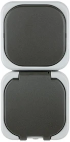 REV Ritter AquaTop Aus-/Wechselschalter + Steckdose AP IP44, grau