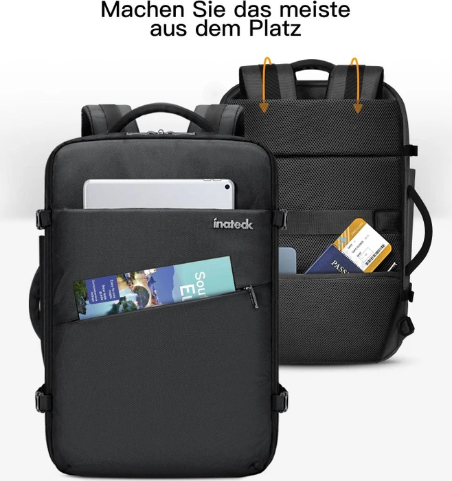 Inateck 40L 17" Laptop-Reiserucksack, schwarz