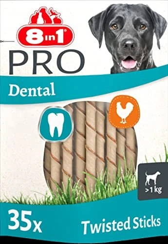 8in1 Delights Pro Dental Twisted Sticks XS Huhn, 35 Stück