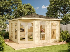 Alpholz 5-Eck Gartenhaus Maja 425x425cm natur