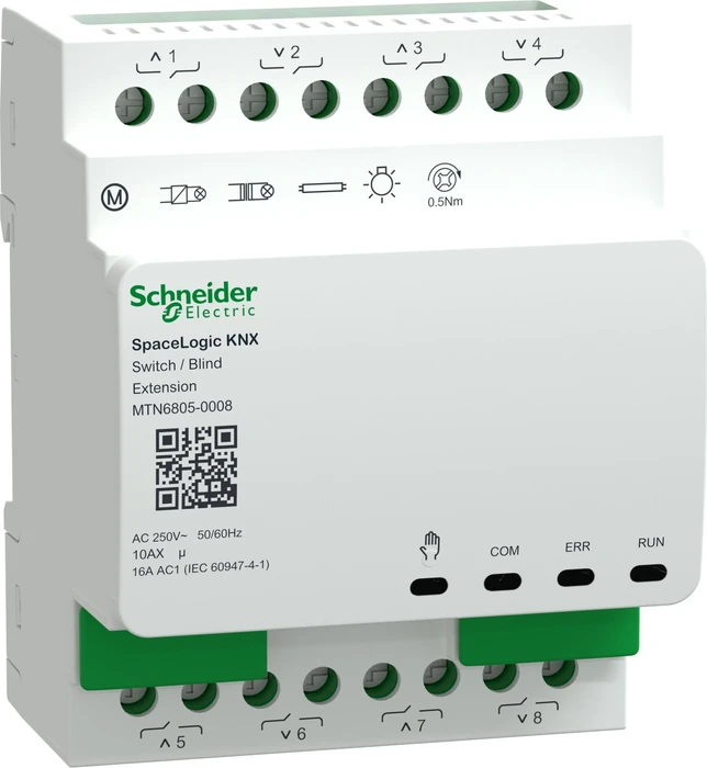 Schneider Electric SpaceLogic KNX Erweiterung Schalter/Jalousie 8-fach/4-fach, 16A/10A, 4TE REG, Schaltaktor