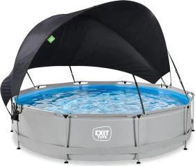 Exit Toys Soft Grey Frame Pool mit Filterpumpe und Sonnenschutz rund 360x75cm