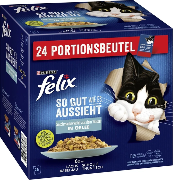 Purina Felix So gut wie es aussieht, Geschmacksvielfalt aus dem Wasser, 2.04kg (24x 85g)