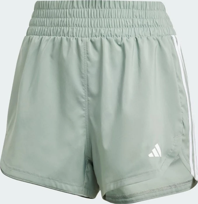adidas Pacer Training 3-Streifen Woven High-Rise Trainingshose kurz silver green/white (Damen)