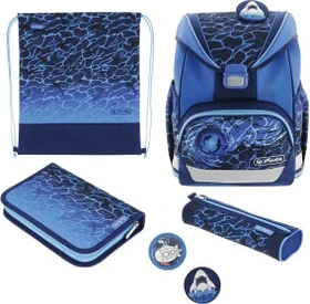 Herlitz Ultra Light Plus Blue Shark Schultaschen-Set, 4-tlg.