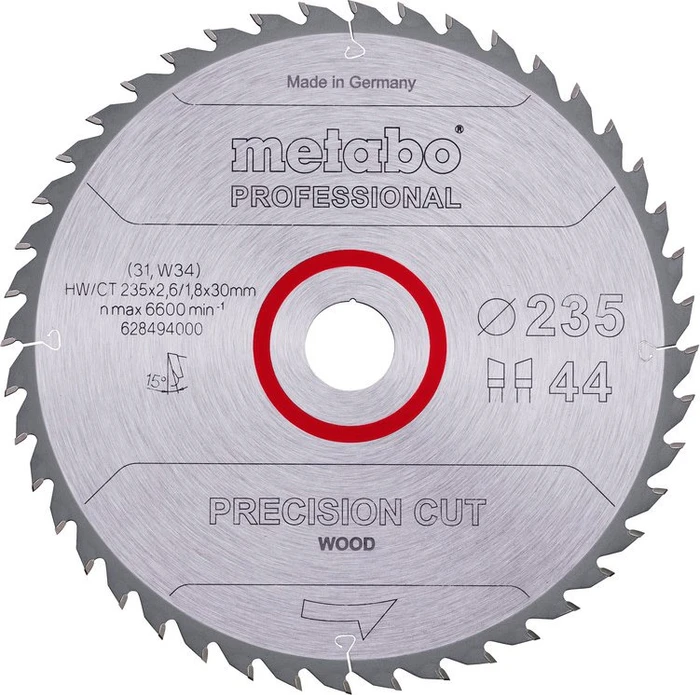 Metabo Precision Cut Wood Professional Kreissägeblatt 44Z, 235x1.8x30mm, 1 Stück