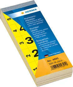 Herma Nummernetiketten 1-500, 190x30mm, gelb, 100 Blatt (200 Etiketten)