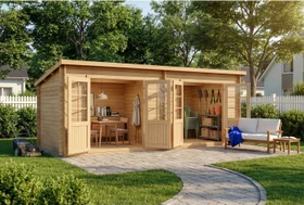 Alpholz Gartenhaus Maria Twin 601x275cm natur