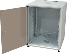 EFB Elektronik OFFICE 19" Netzwerkschrank 18HE, vormontiert, eigenbelüftet, Sicherheitsglastür, IP20, RAL 7035, 800mm tief