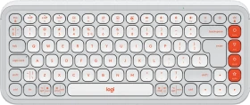 Logitech POP Icon Keys, Off-White & Orange, Logi Bolt, USB/Bluetooth, US