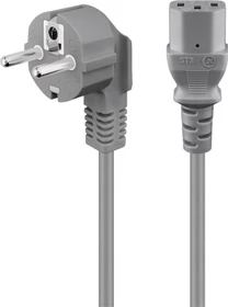 Wentronic Goobay Kaltgeräte Netzkabel, Schutzkontakt auf Kaltgerätestecker C13, gewinkelt, grau, 2m
