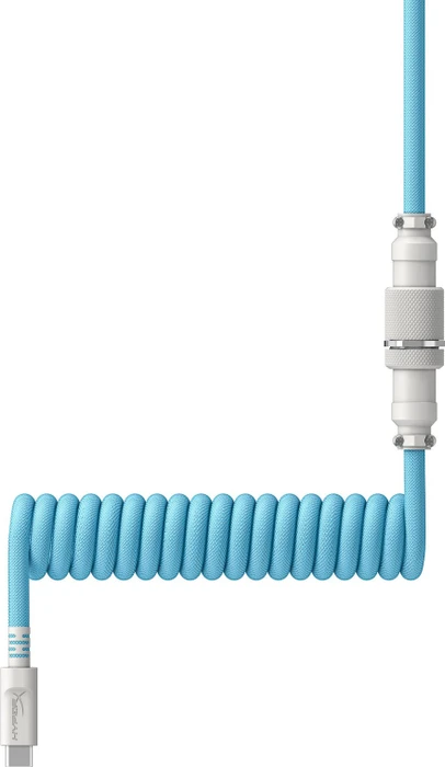 HP HyperX Coiled Cable USB-C auf USB-A, Tastaturkabel (Spiral-Textilkabel), 1.22m, blau/weiß