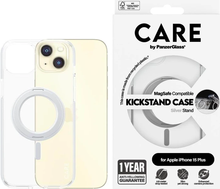 PanzerGlass Care Feature Case Kickstand MagSafe für Apple iPhone 15 Pro Max silber