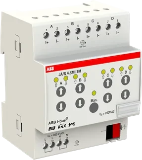 ABB JA/S4.SMI.1M SMI-Jalousie-/Rollladenaktor 4-fach, 230V, 4TE REG, Schaltaktor