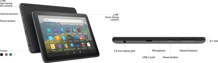 Amazon Fire HD 8 Plus KFONWI 2020, mit Werbung, Slate, 32GB