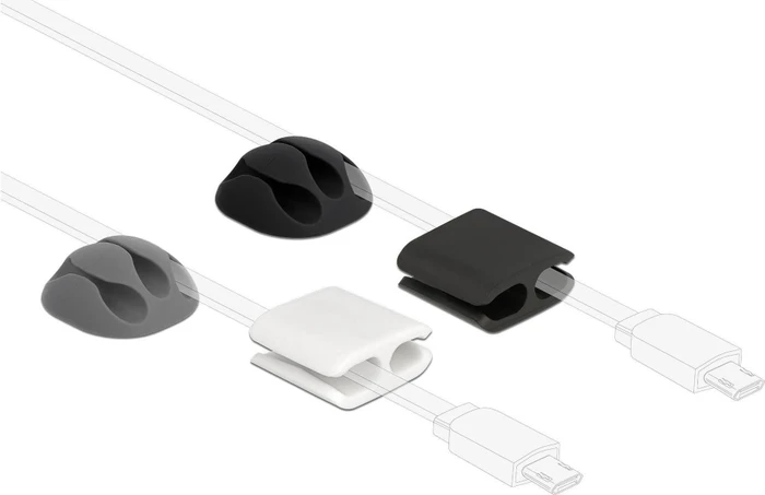 DeLOCK Kabelhalter und Kabelclip Set, 4 Stück
