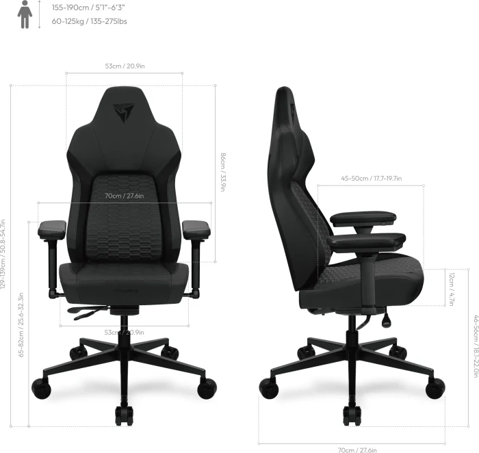Thunder X3 Core Smart Racer Gamingstuhl, schwarz
