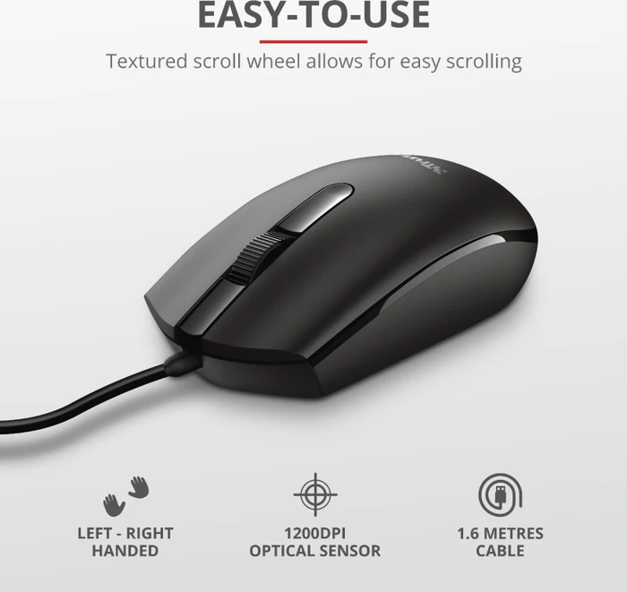 Trust Basi Wired Mouse schwarz, USB