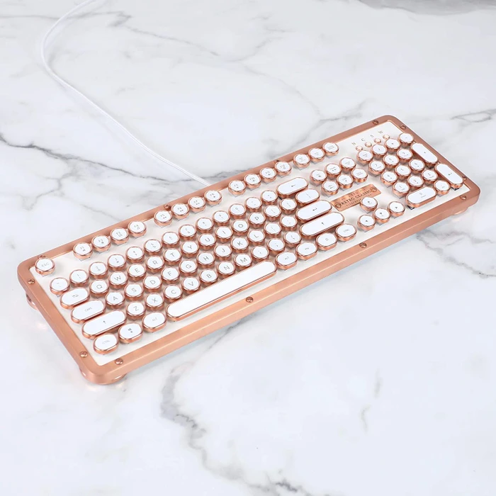 Azio Retro Classic, Posh, weiß/kupfer, Kailh Typelit, USB, US