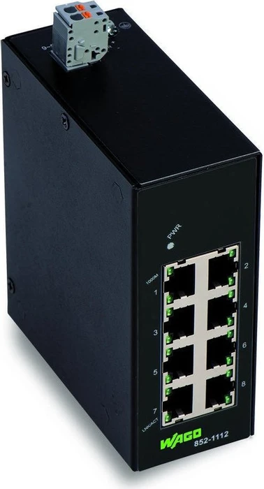 Wago Eco 852 Industrial Railmount Gigabit Switch, 8x RJ-45